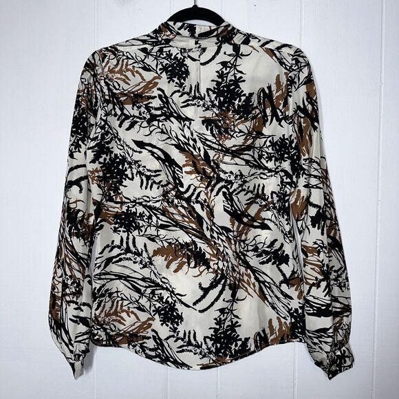 Yoana Baraschi Women’s 100% Silk Floral Tie Neck Blouse Button Front Size XS - Picture 2 of 5